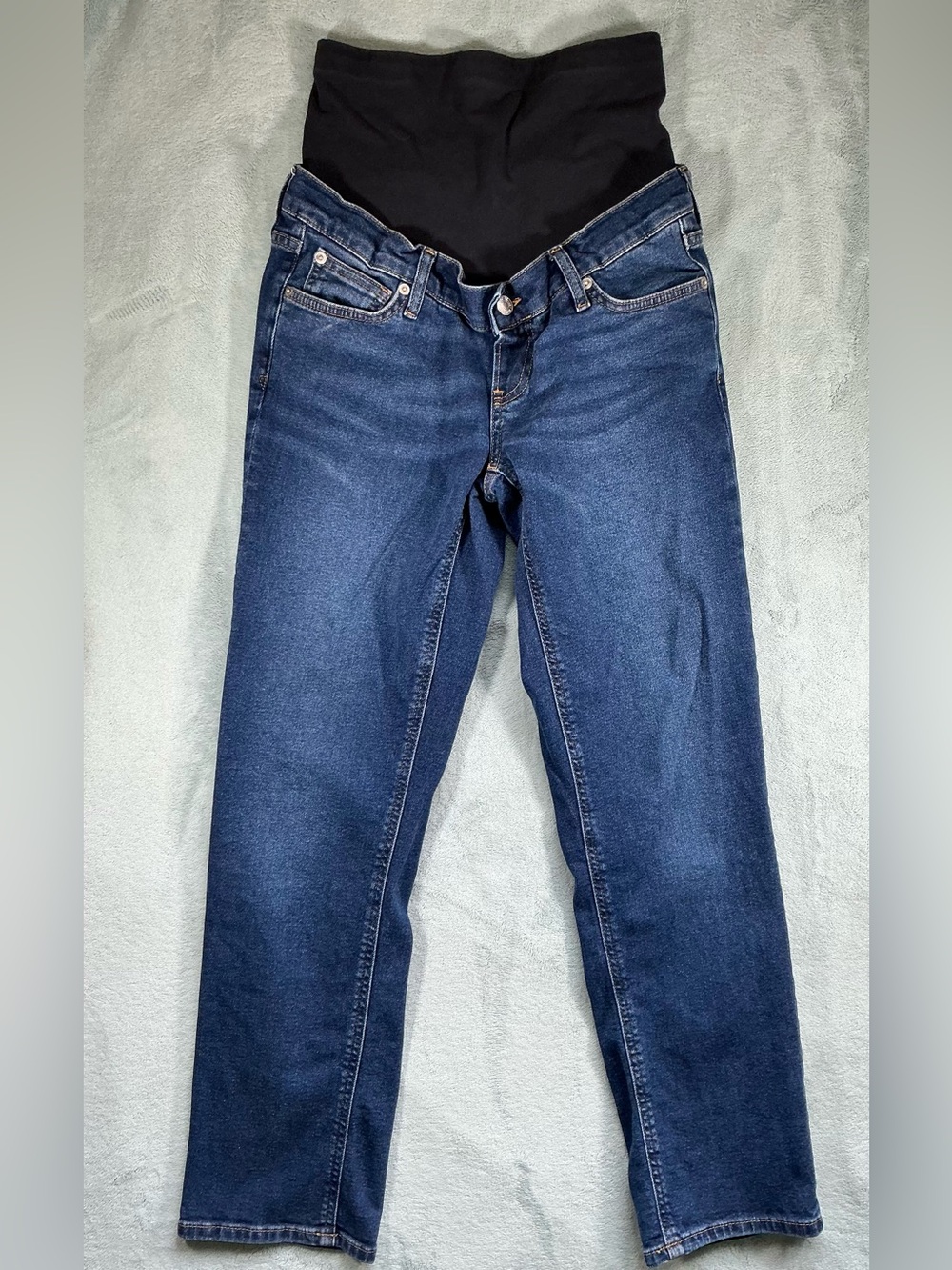 Gap Maternity Jeans 26 Long Full Panel Dark Wash Straight Leg Stretch
